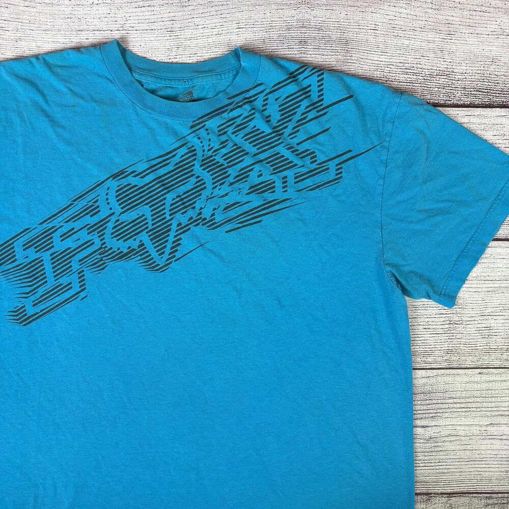 Y2k Fox Motocross Racing Blue Graphic T-shirt